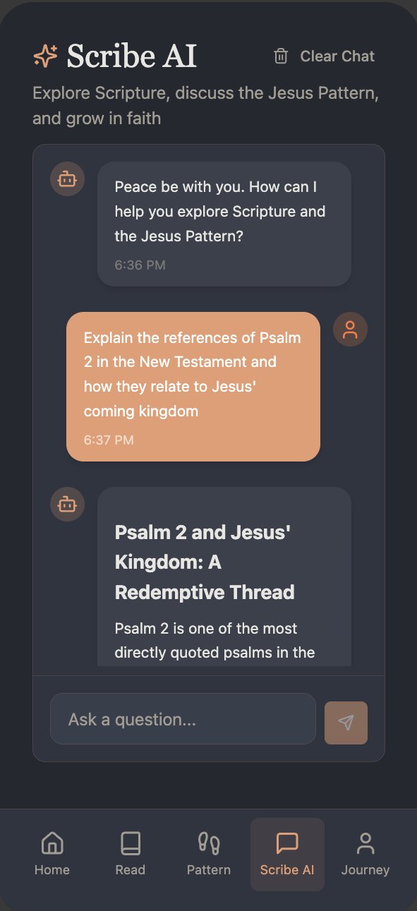 Praxis Scribe AI chat discussing Psalm 2 and Jesus' kingdom